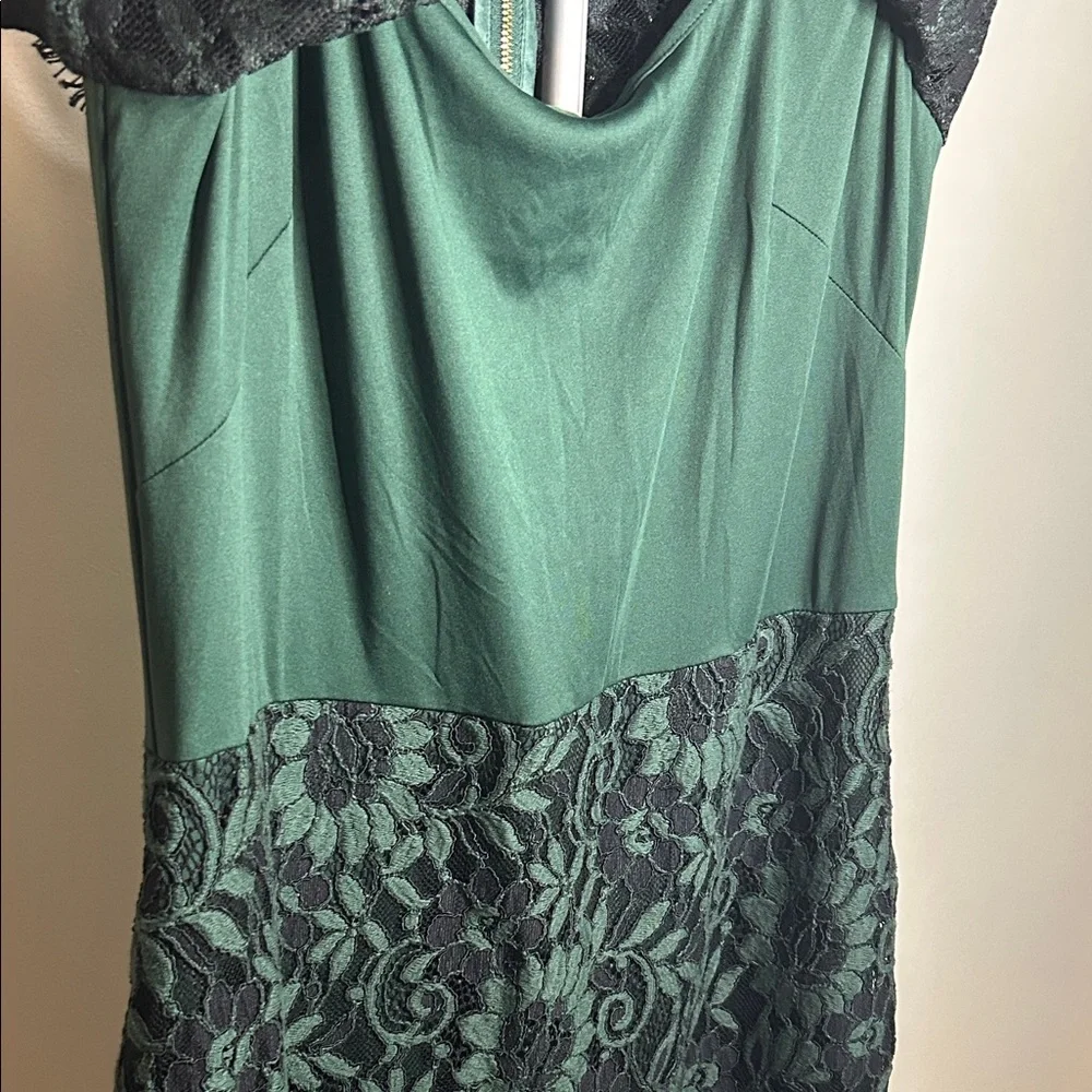 Calvin Klein Forest Green Lace Midi Dress with Slip - Picture 5 of 13
